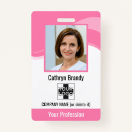Crachá Funcionário Personalizado Rosa, Foto, Código do Ba