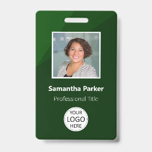Crachá Funcionário personalizado verde - ID de foto, logo