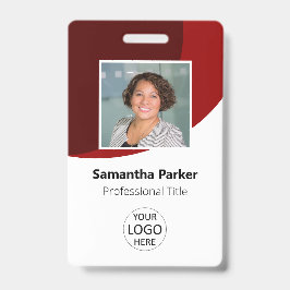 Crachá Funcionário Personalizado Vermelho - Foto, Logotip