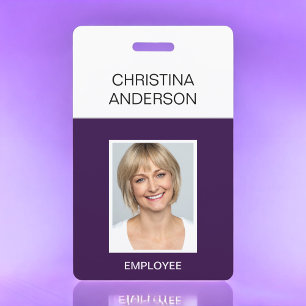 Crachá Funcionário Roxo - Nome Foto Trabalho Corporativo