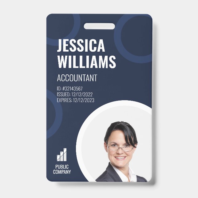 Crachá Funcionarios Azul Escuro Moderno do Cartão  (Frente)