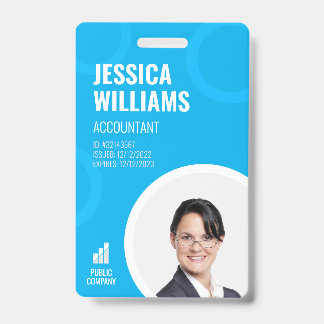Crachá Funcionarios Azul Moderno com Cartão de Ide