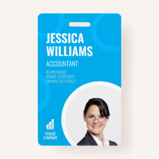Crachá Funcionarios Azul Moderno com Cartão de Ide