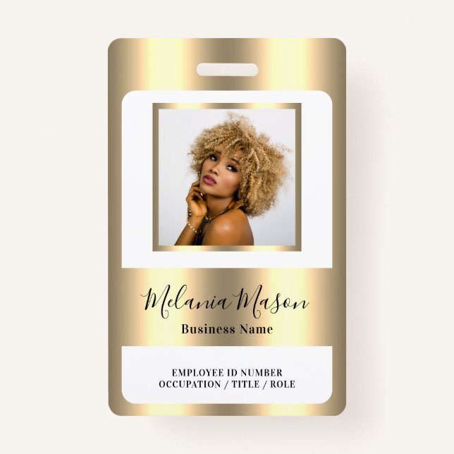 Crachá Funcionarios Dourado Metálico de Nome de Fotografi (Frente)