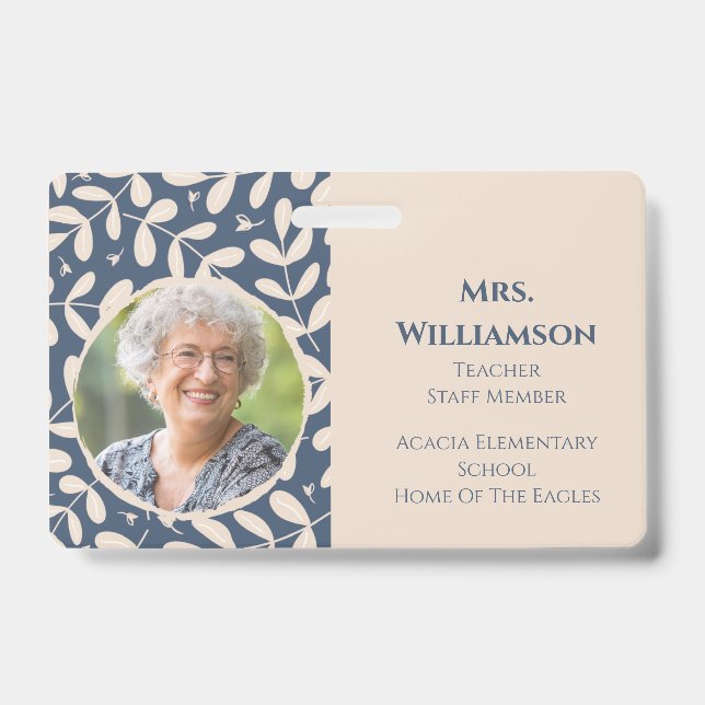 Crachá Funcionarios Educador do Professor Floral ID de Fo (Frente)