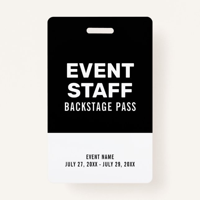 Crachá Funcionarios Preto e Branco de Evento de Passagem  (Frente)