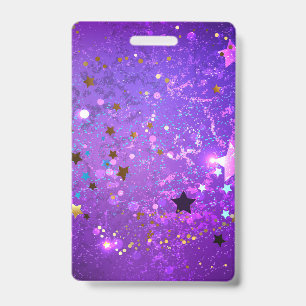 Crachá Fundo de folhas roxas com estrelas