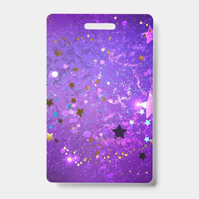Crachá Fundo de folhas roxas com estrelas (Frente)