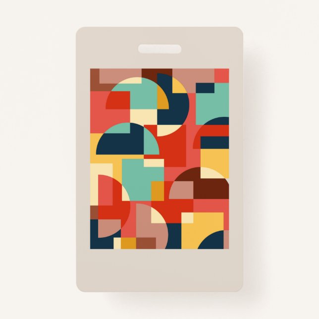 Crachá fundo do círculo geométrico abstrato (Frente)