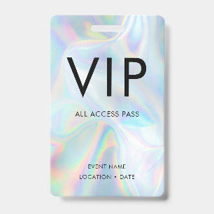 Crachá Fundo Holográfico VIP Fonte Simples