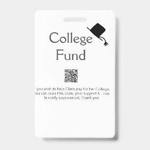 Crachá Fundo universitário scan QR adicionar detalhes doa