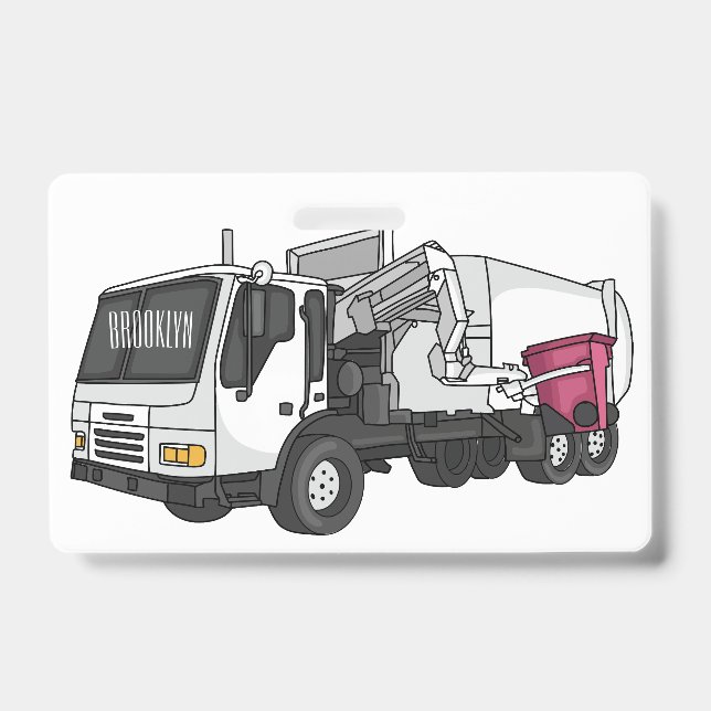 Crachá Garbage truck cartoon illustration (Frente)