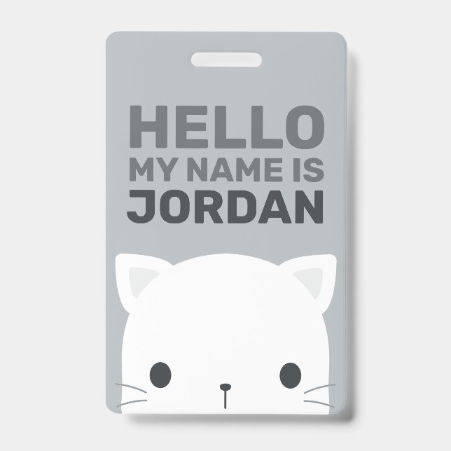Crachá Gatinho Fofo com Nome Personalizado (Frente)