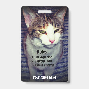 Crachá Gato chefe narcisista engraçado