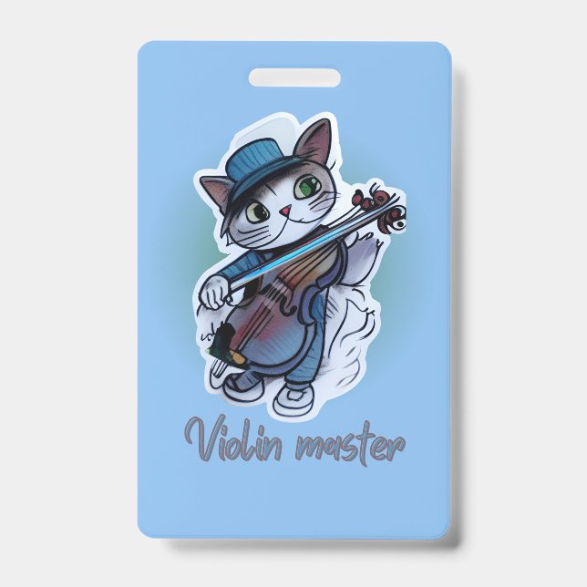 Crachá Gato com camiseta violino (Frente)