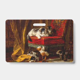 Crachá Gato e Gatinhos Brincando com Cadeira