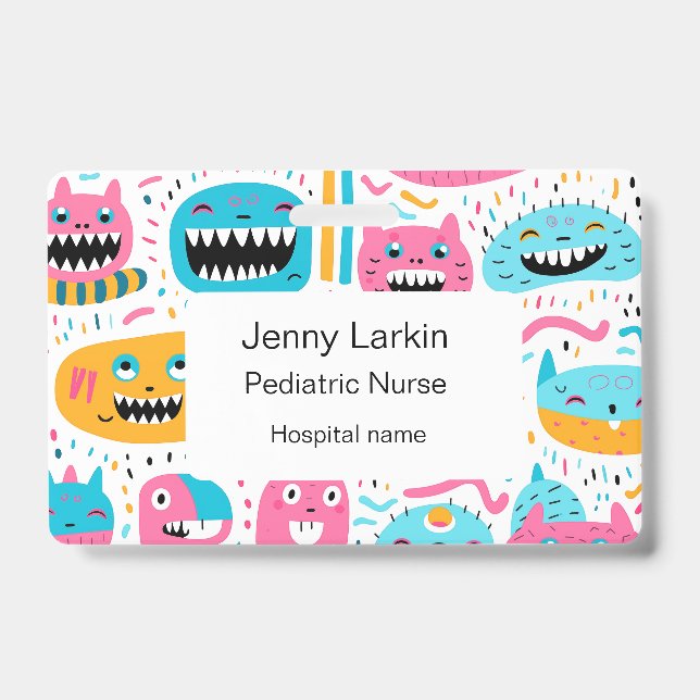 Crachá Gato feliz e caras de monstro (Frente)