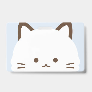 Crachá Gato fofo com fundo azul pastel