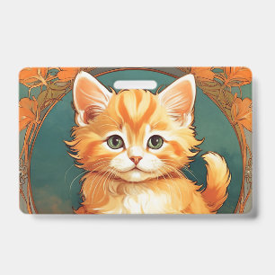 Crachá Gato Laranja Estilo Alphonse Mucha