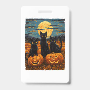 Crachá Gato Negro Halloween Gata Amada Noite Estrelada Ga