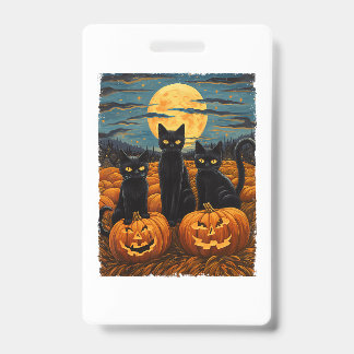 Crachá Gato Negro Halloween Gata Amada Noite Estrelada Ga