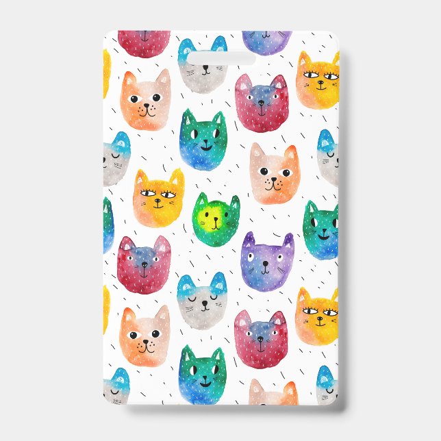 Crachá Gatos com aquarelas e amigos (Frente)