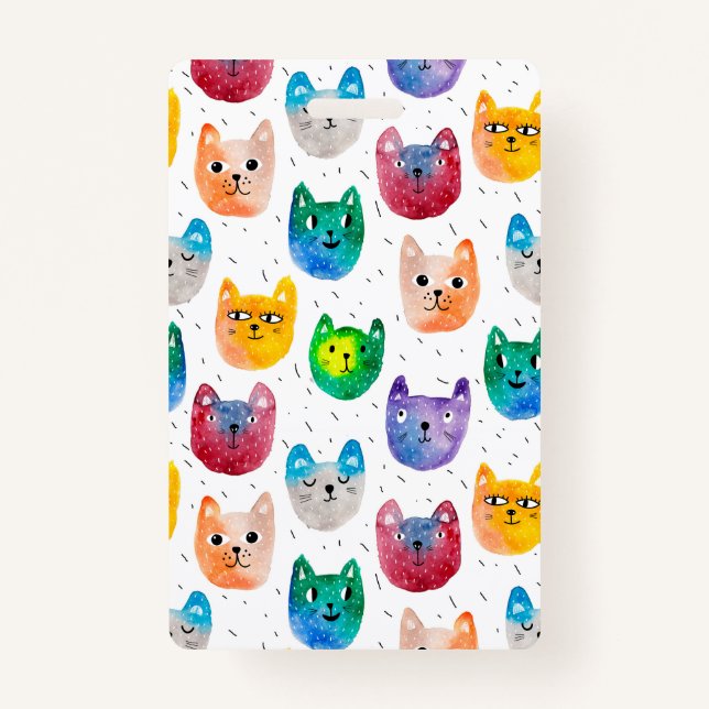Crachá Gatos com aquarelas e amigos (Frente)