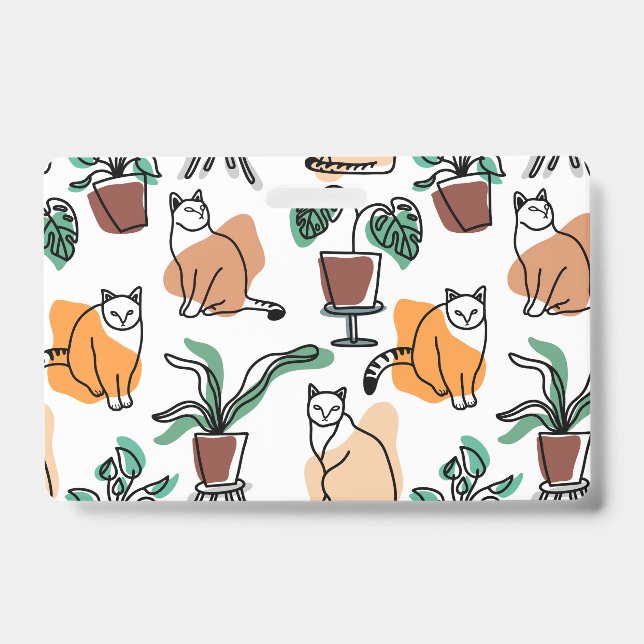 Crachá Gatos e flores para desenho de linhagens (Frente)