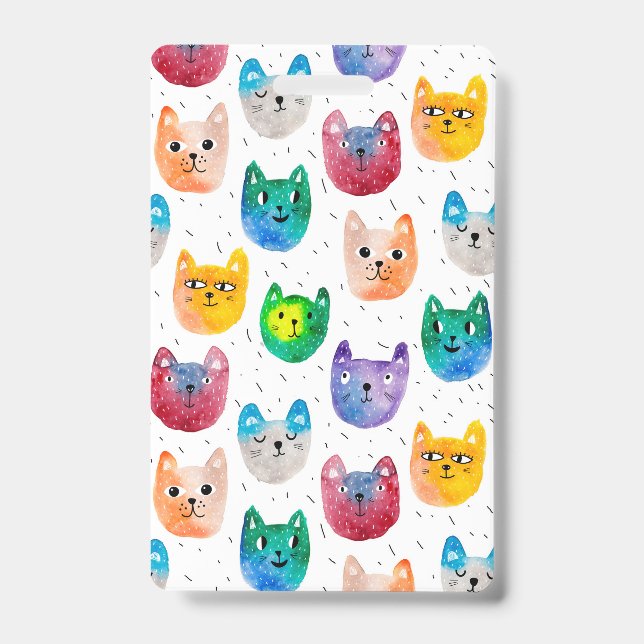 Crachá Gatos em aquarela e amigos (Frente)
