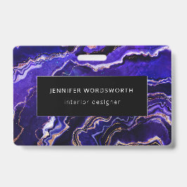 Crachá Geodo de Aquarela Azul Profundo Agato Roxo
