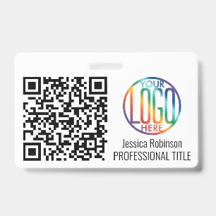 Crachá Gerador de Código QR & Seu Logotipo Branco Não-Fot