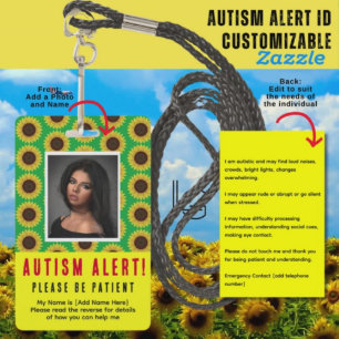 Crachá Girassol Verde Identificação de Alerta de Autismo 
