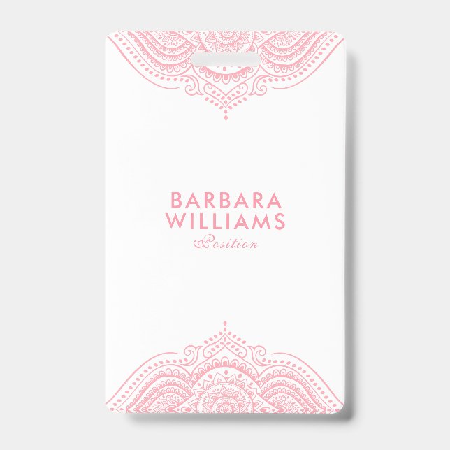 Crachá Girly Pink Ornamentado Lace (Frente)