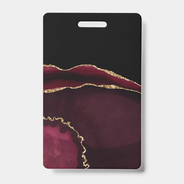 Crachá Gliteira Dourada de Gito Preto-Roxo Marble Agate (Frente)