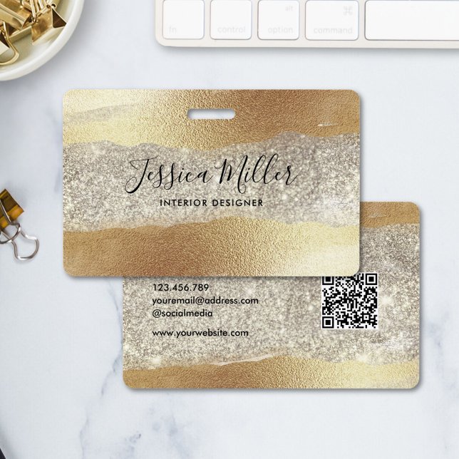 Crachá Glitter de Diamante Dourado moderno Faux Foil Luxu (In situ)