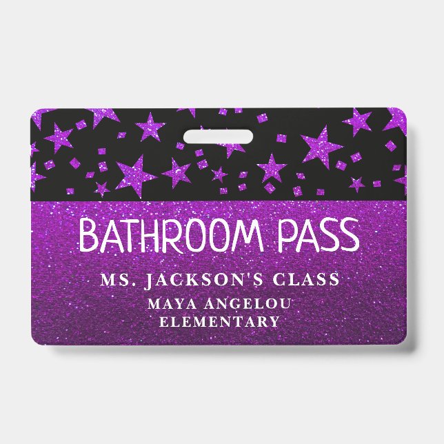 Crachá Glitter De Volta Às Estrelas Da Escola Passando O  (Frente)