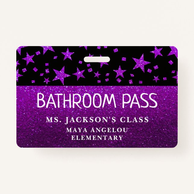 Crachá Glitter De Volta Às Estrelas Da Escola Passando O  (Verso)