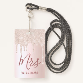 Crachá Glitter Dripe Professor Nome personalizado Lanyard