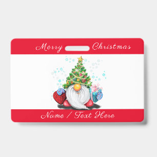 Crachá Gnome do Emblema de Natal com Presentes com Nome P