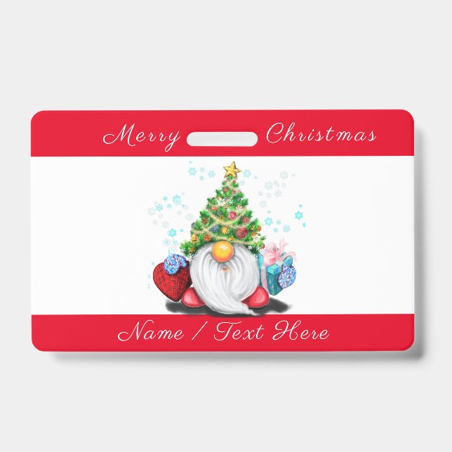 Crachá Gnome do Emblema de Natal com Presentes com Nome P (Frente)