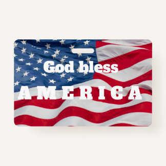 Crachá God bless America Badge w/clip Waving Flag