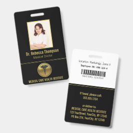 Crachá Gold Professional Medical Caduceus Emblem Photo ID
