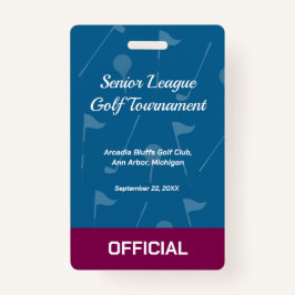 Crachá Golf Event Security Badge – Security & Access Pass