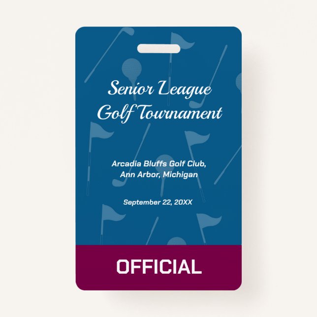 Crachá Golf Event Security Badge – Security & Access Pass (Frente)