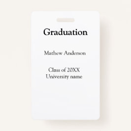 Crachá Graduation name class of 20XX university name simp