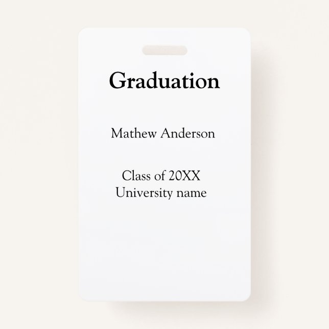 Crachá Graduation name class of 20XX university name simp (Frente)