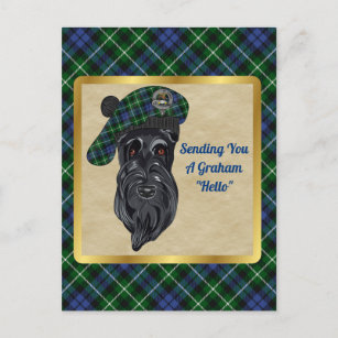 Crachá Graham Clan e cartão postal Tartan