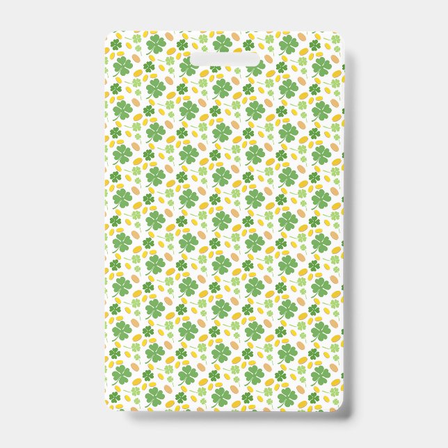 Crachá Green 4 Leaf Clovers St Patricks Day Coins (Frente)