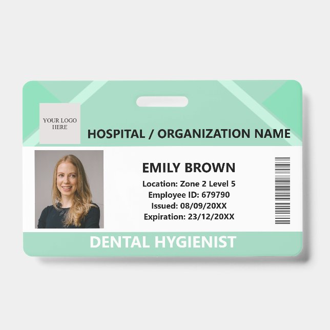 Crachá Green Hospital Doctor Nurse Care Security Photo ID (Frente)