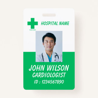 Crachá Green Hospital Employee Name ID Badge